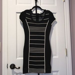 Aqua Bodycon Dress in black with white stripes